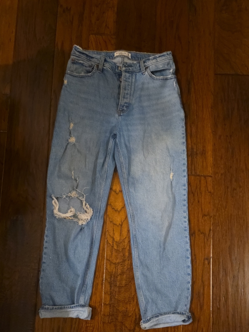 Abercrombie & Fitch Light Blue Distressed Boyfriend Jeans
